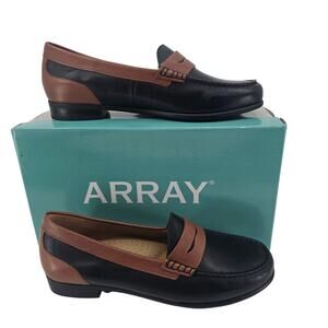 ARRAY Harper Loafer Slip OnTan Brown & Black Leather Loafer Shoe Women's 9 Basic